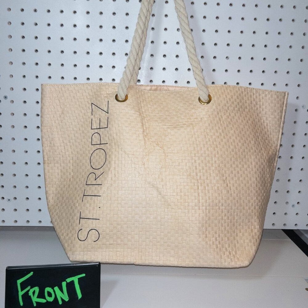 St. Tropez Woven Beach Bag - 13" TALL x 21" WIDE